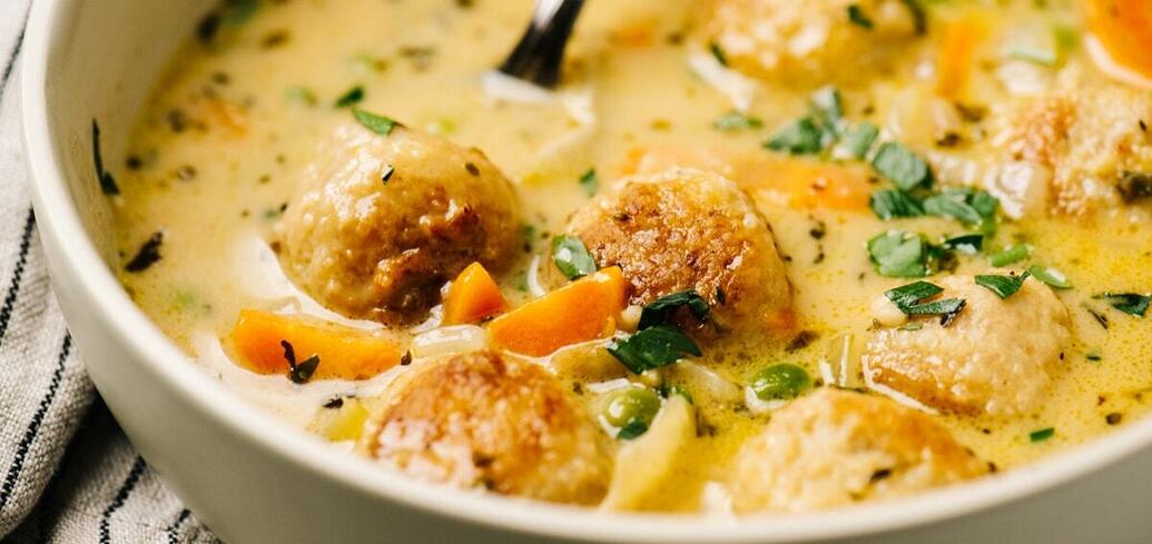 Soup with meatballs for lunch in a new way: just add these ingredients