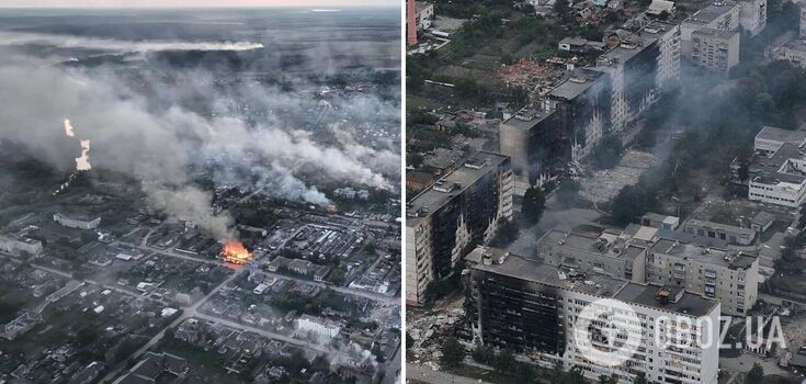 Destroyed buildings with smoke rising over them: what does the occupied city of Volchansk in Kharkiv region look like? Photos and video