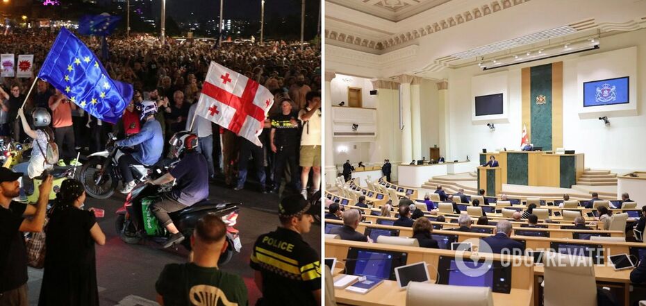 The Georgian parliament has passed the law on "foreign agents" in the second reading: a protest action continues in Tbilisi. Video