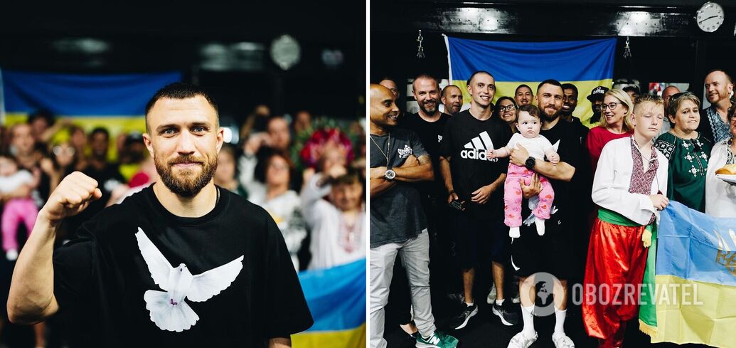 Łomaczenko przyszedł na spotkanie z Ukraińcami w Australii w koszulce z gołąbkiem pokoju. Fot. fakt