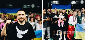 Łomaczenko przyszedł na spotkanie z Ukraińcami w Australii w koszulce z gołąbkiem pokoju. Fot. fakt