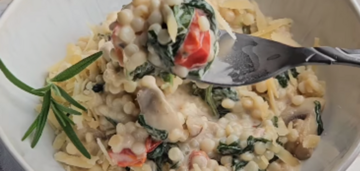 Ptitim in a creamy sauce for dinner: when you're tired of regular pasta