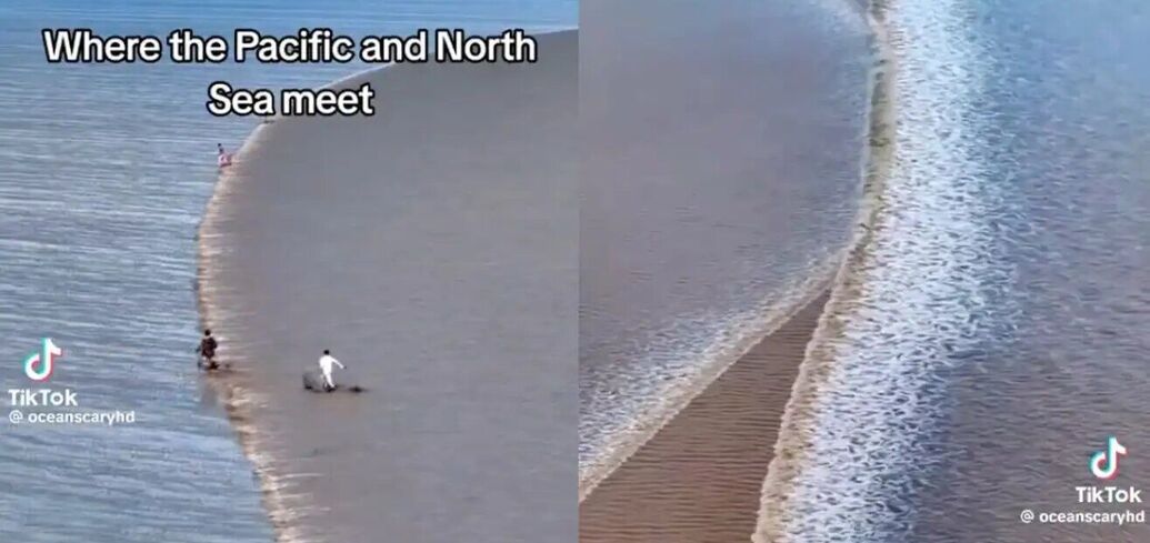 A video showing the Pacific Ocean 'meeting' the North Sea has gone viral and outraged scientists
