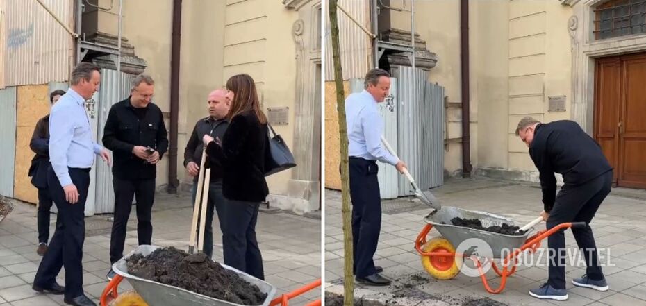 British Foreign Secretary arrives in Lviv and plants a tree in a 'landmark' place. Video