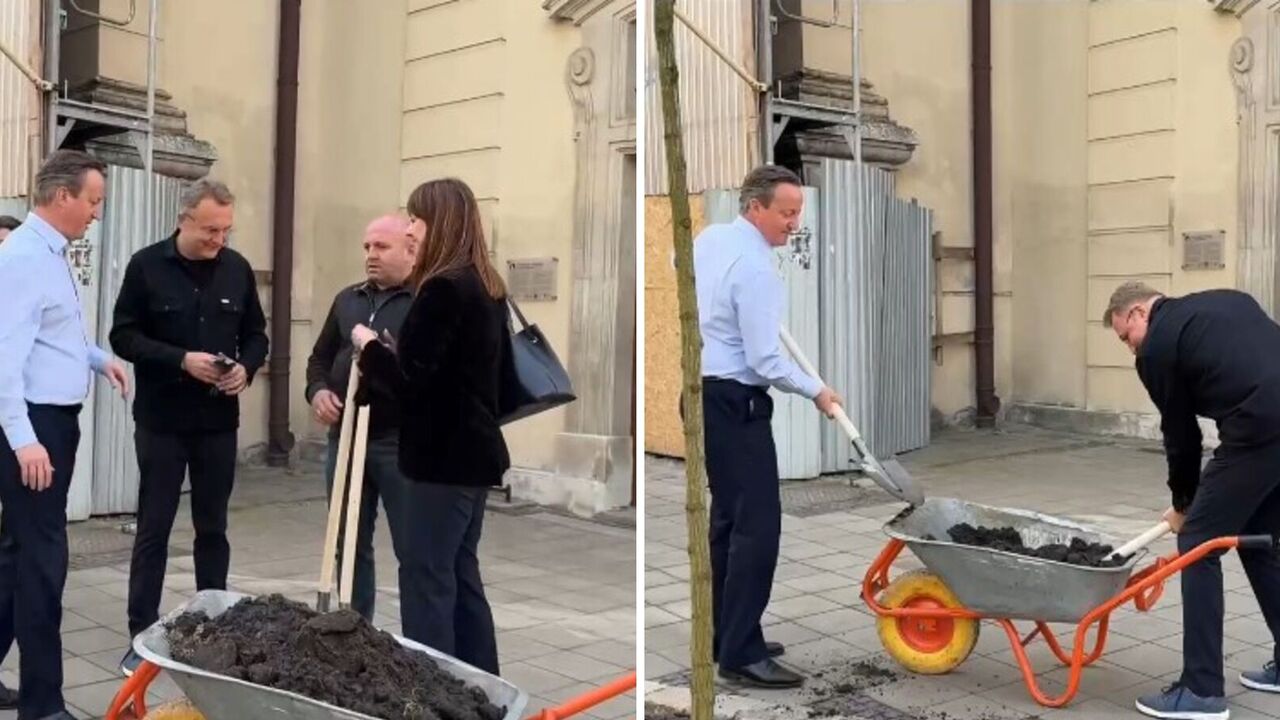 Brytyjski minister spraw zagranicznych przybywa do Lwowa i sadzi drzewo w "przełomowym" miejscu. Wideo