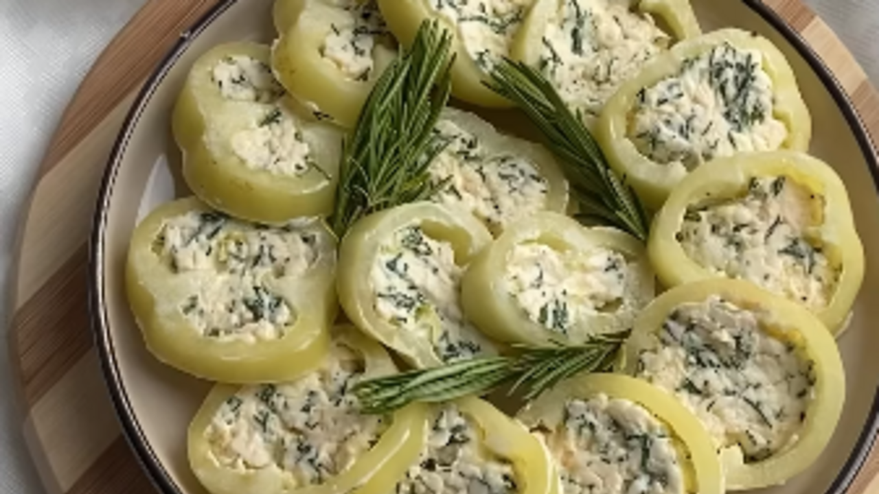 Peppers with cheese and garlic: making an easy and beautiful appetizer