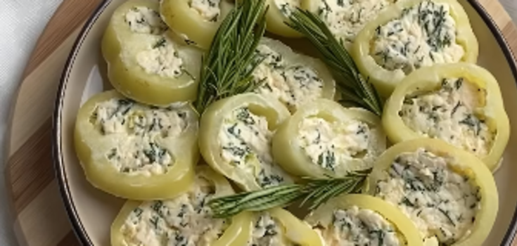 Peppers with cheese and garlic: making an easy and beautiful appetizer