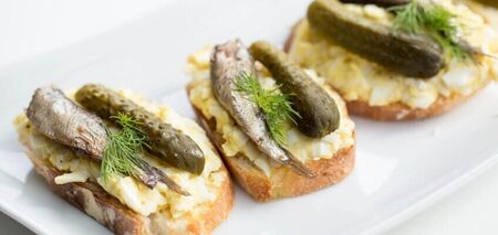 Delicious sandwiches with sprats