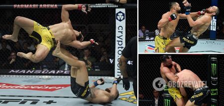 Flip to the head. The Ukrainian UFC fighter lost at the 54th second of the fight without throwing a single punch. Video
