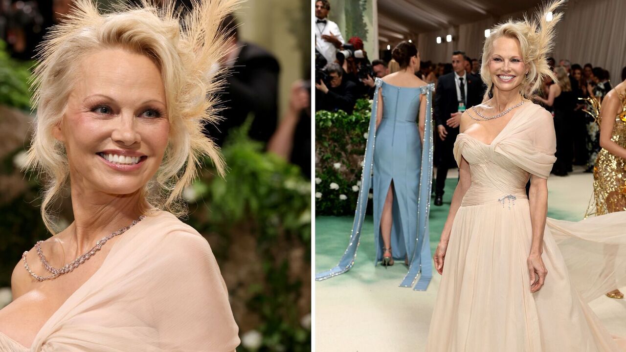 Pamela Anderson breaks her "no makeup" rule at Met Gala 2024