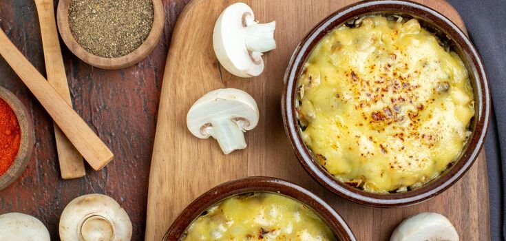 Classic julienne with chicken and mushrooms: can be served as an appetizer or an independent dish