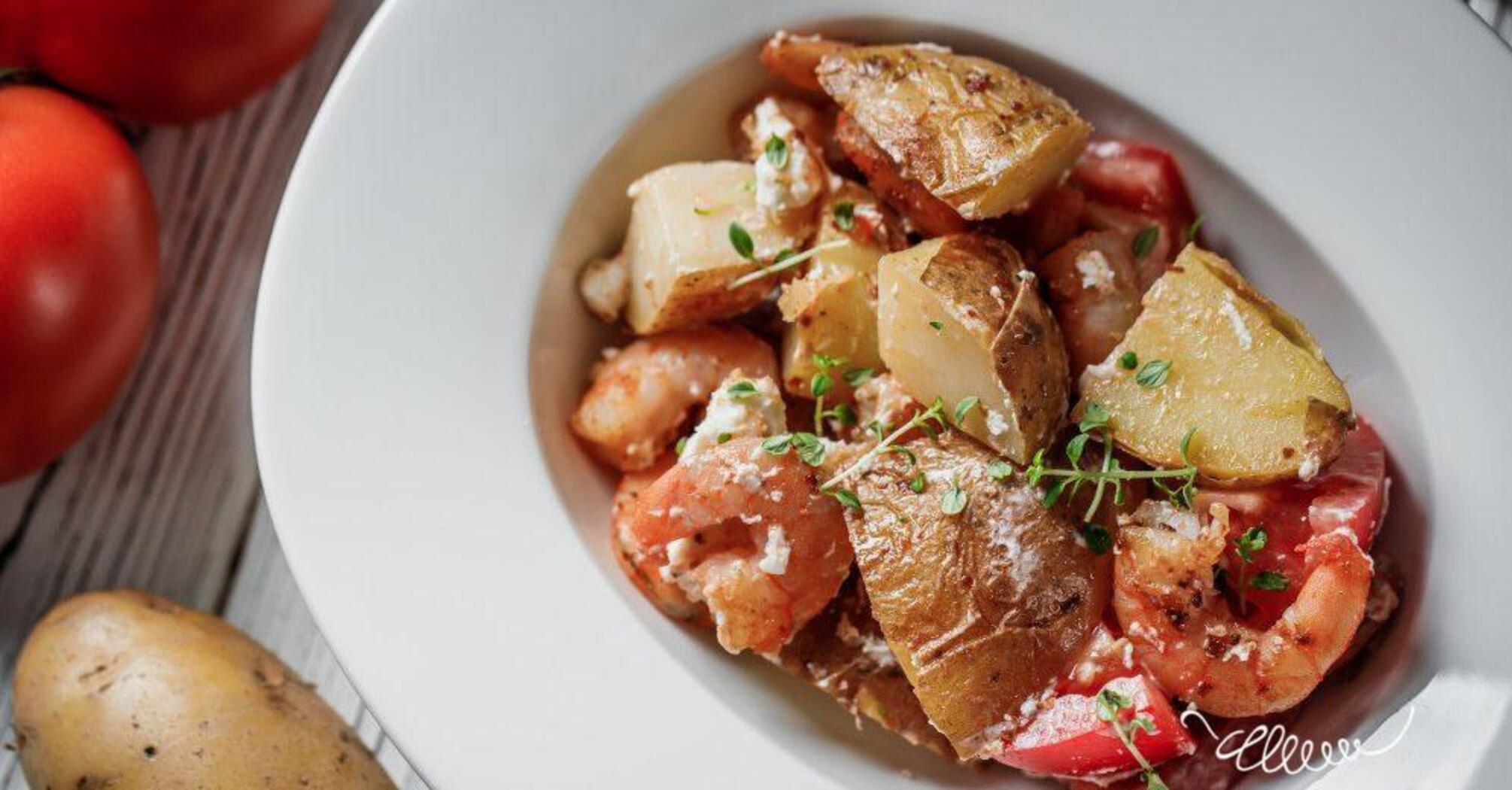 Recipe for potatoes with shrimp and cheese