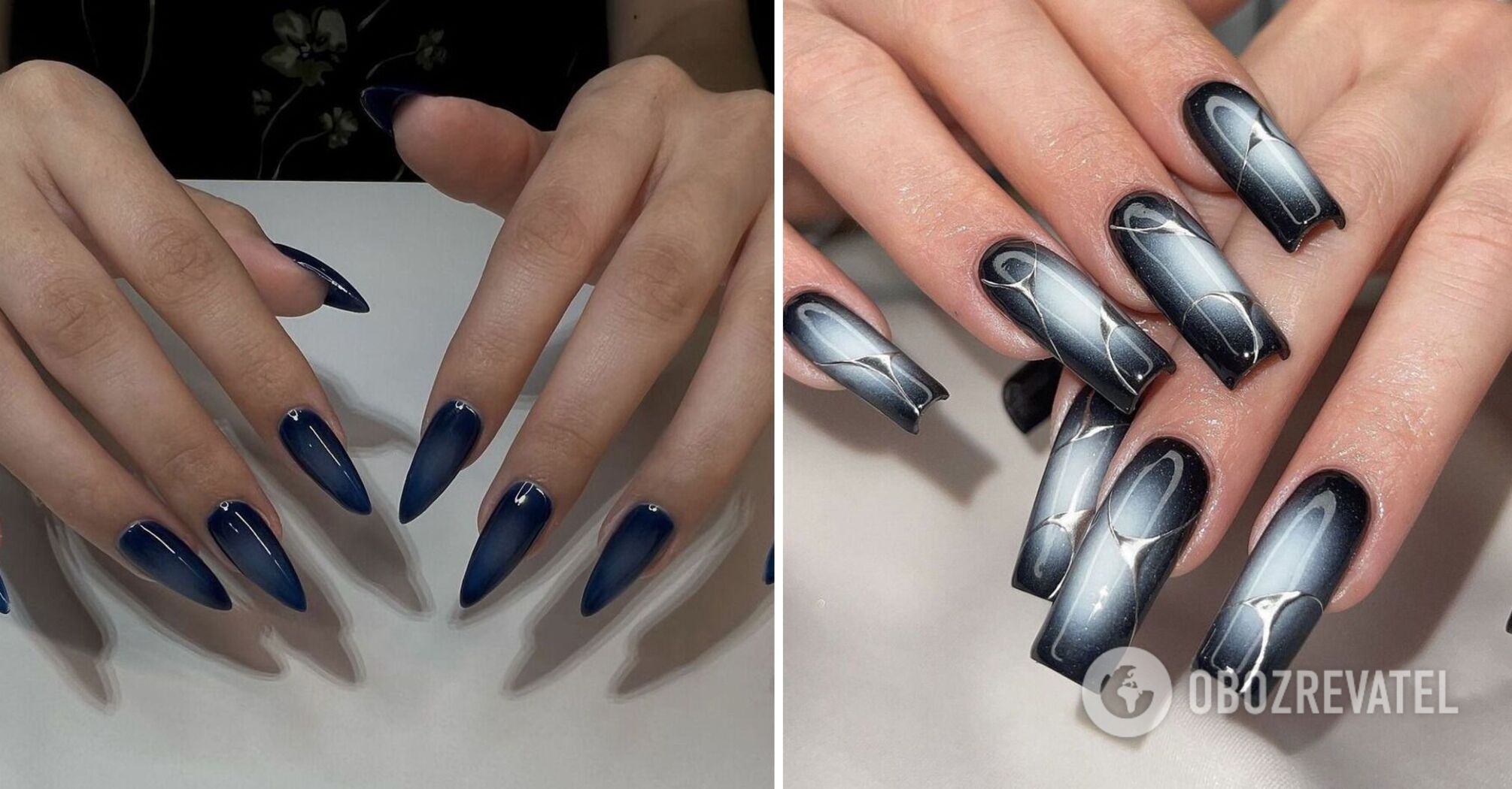 2025 Black Galaxy Nails with Cosmic Glow