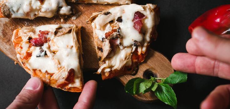 Delicious homemade pizza in a pan