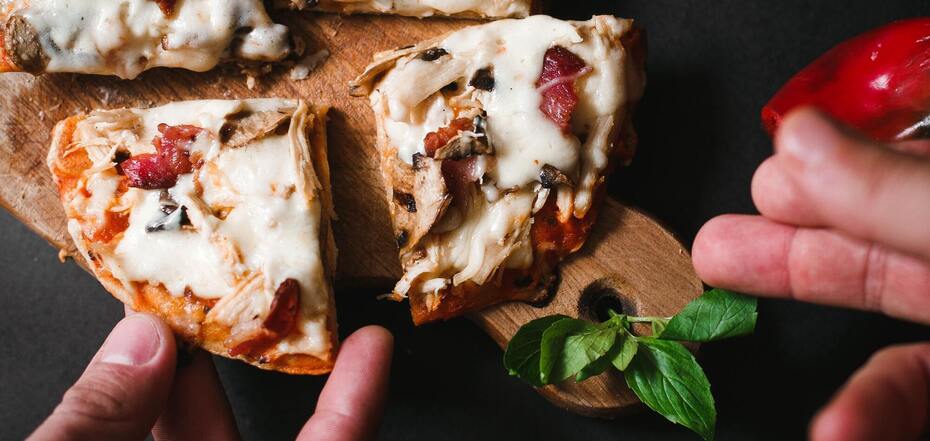 Delicious homemade pizza in a pan