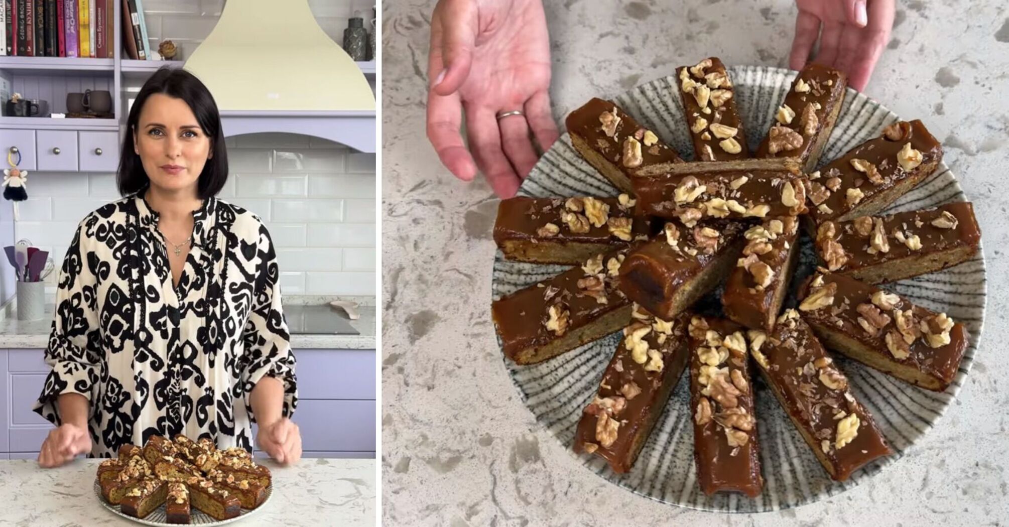 Banana cake with caramel sauce and nuts: recipe for an extremely tasty dessert