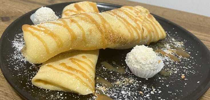 How to make delicious Raffaello pancakes: thin dough and very delicate filling