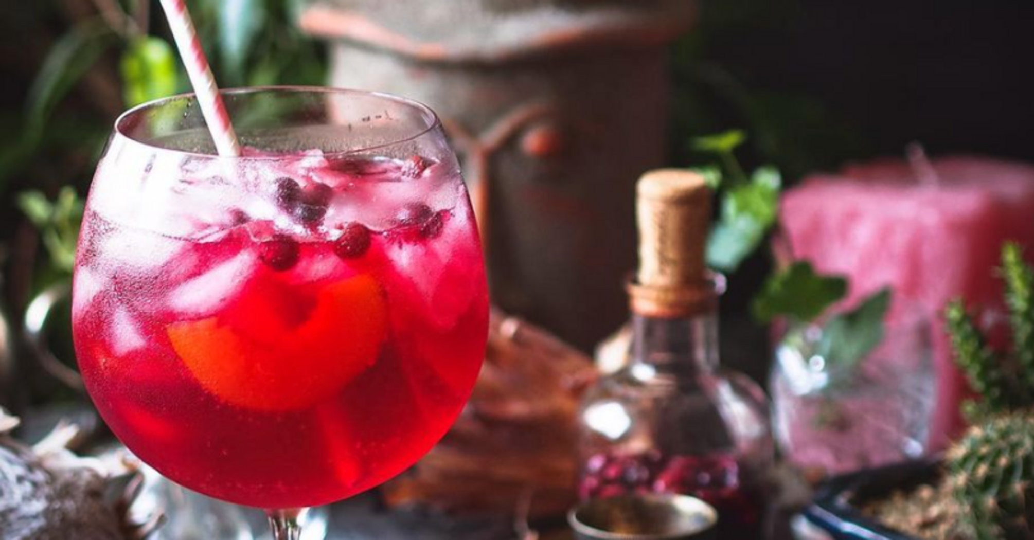 Gin and tonic with currants
