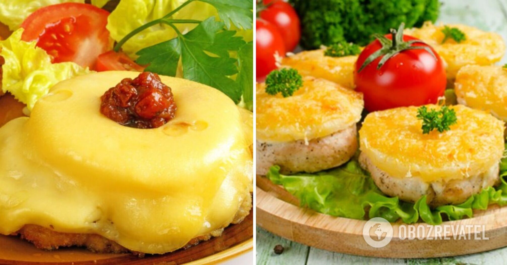 Juicy meat medallions with pineapple and cheese