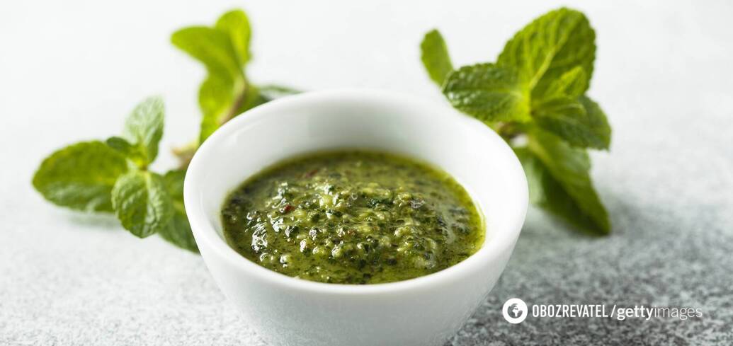 Mint pesto sauce can be used to flavor fish dishes