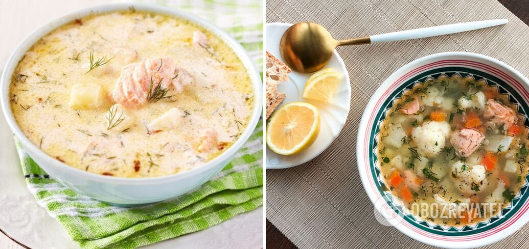 Red fish and cream soup for lunch or dinner, recipe