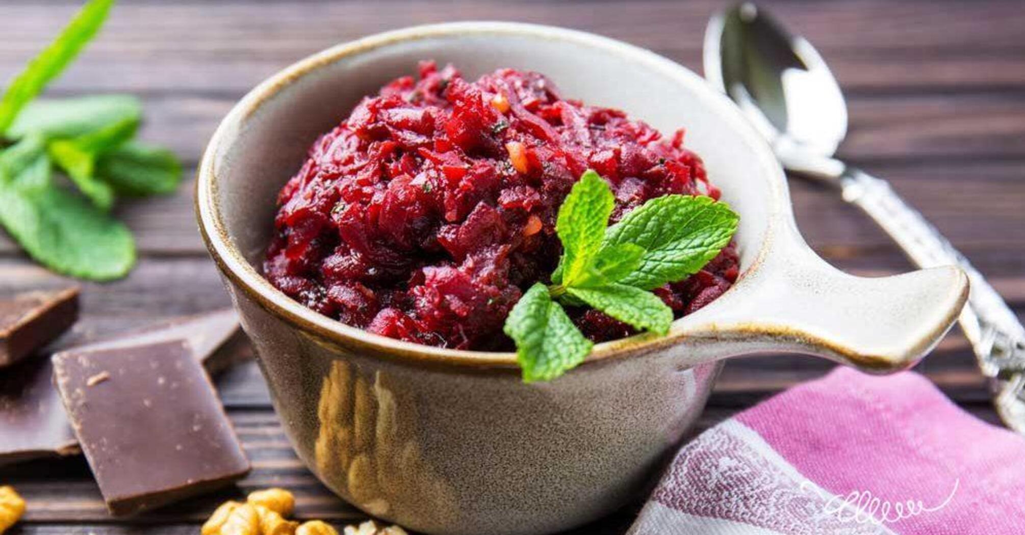 Yevhen Klopotenko shares a recipe for beetroot jam with chocolate and mint