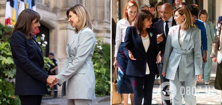 Pumps and a suit with an accent on the waist. Zelenska visits Paris City Hall in a new look