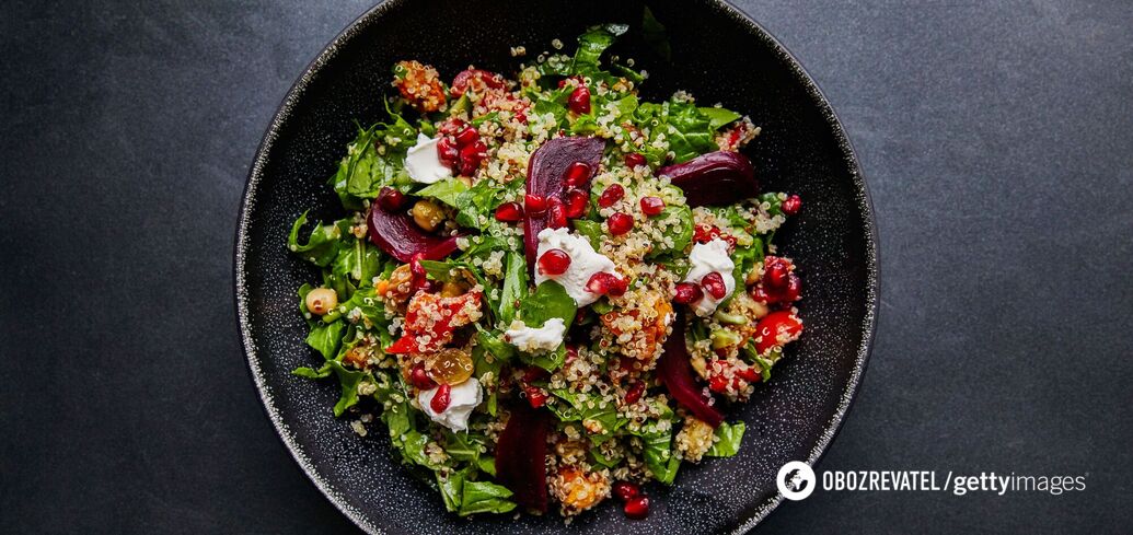 Salad with couscous, beans and grapefruit