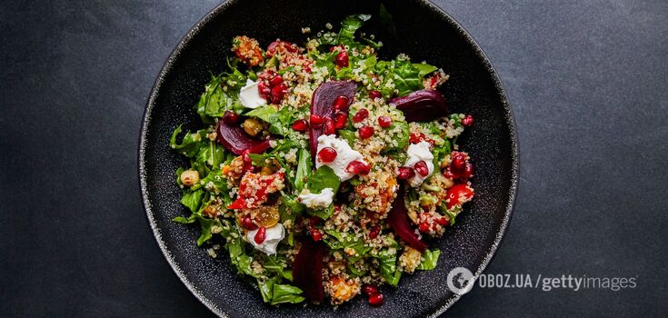 Salad with couscous, beans and grapefruit
