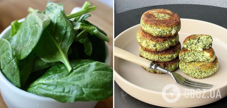 Salty cheesecakes with spinach