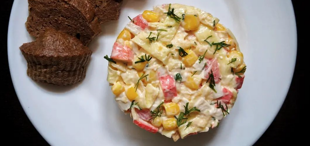 Salad recipe with crab sticks and carrots