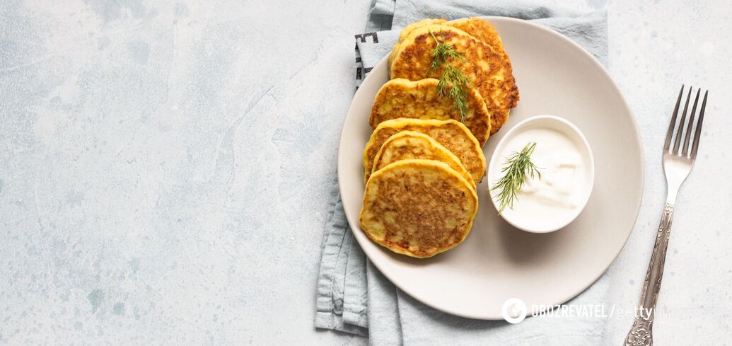 Zucchini pancakes with cheese