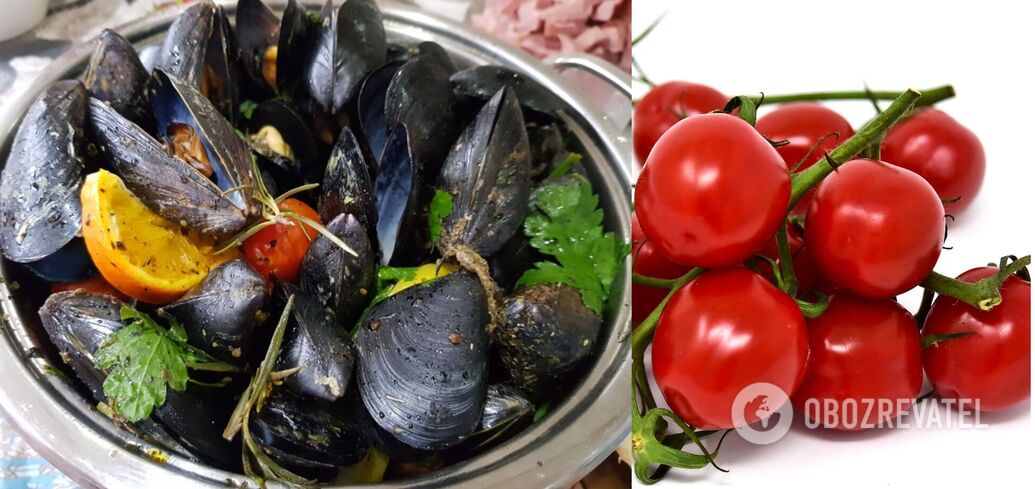 Mussels with cherry tomatoes