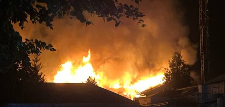 A factory is on fire in the Kursk region of Russia after a drone attack. Photos and video