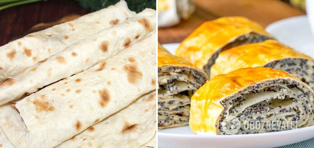 Poppy seed strudel from pita bread