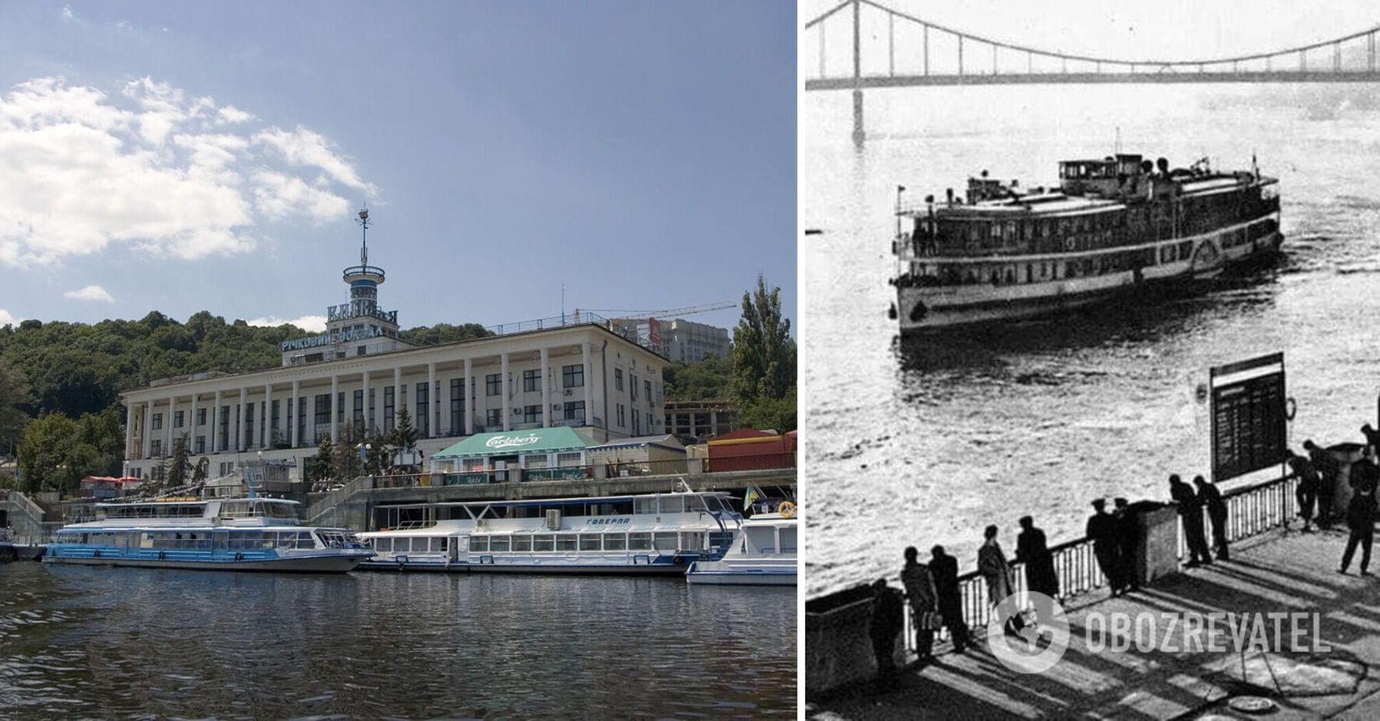 Parowiec z Chersonia przybywa na stację rzeczną w Kijowie