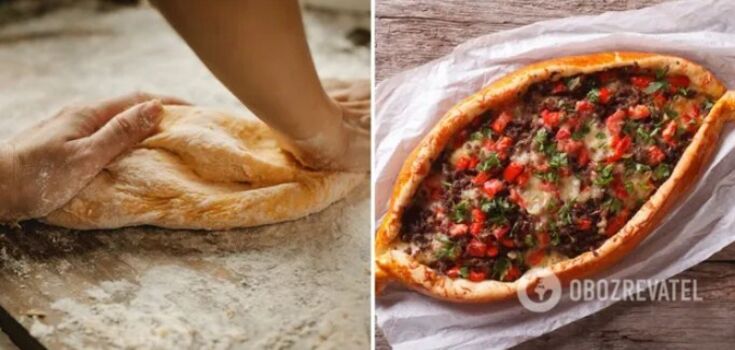 The simplest Turkish pide pizza with potatoes and cheese: how to make