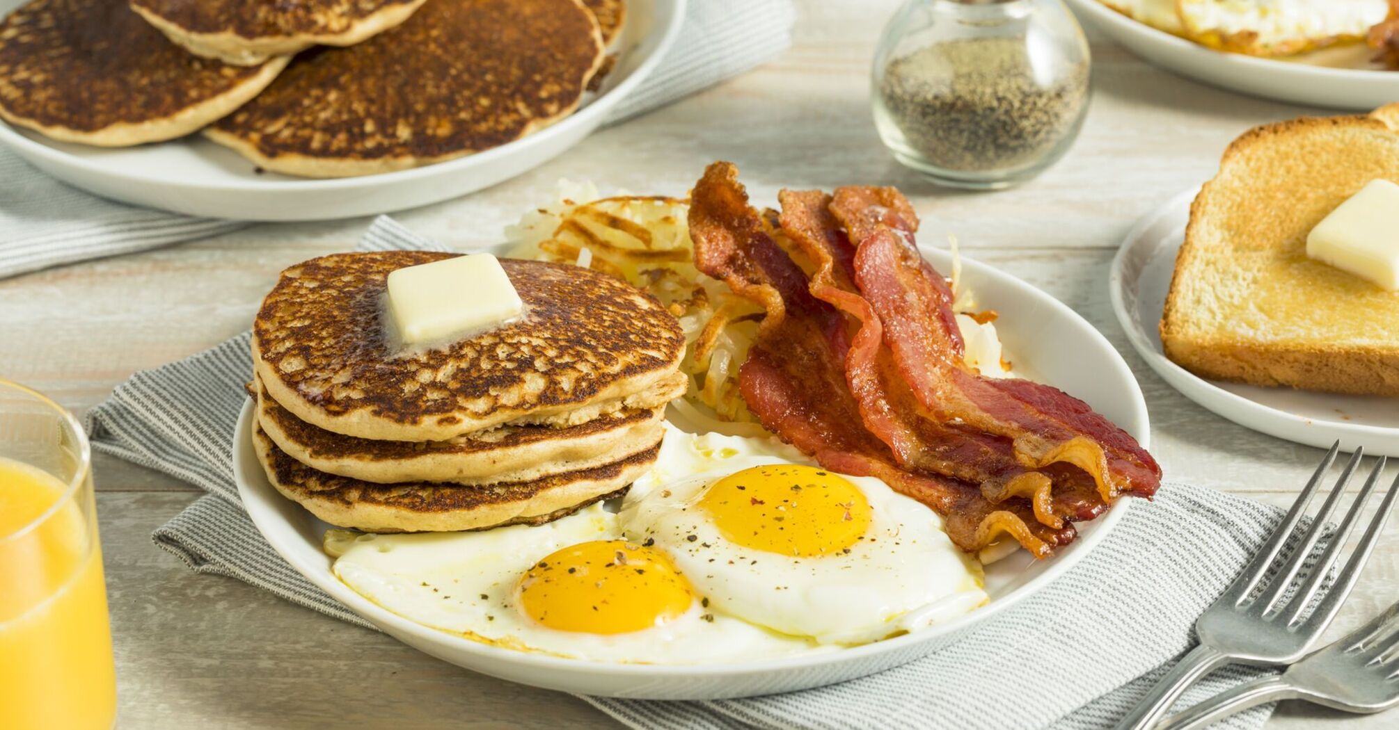 Potato pancakes with egg and bacon
