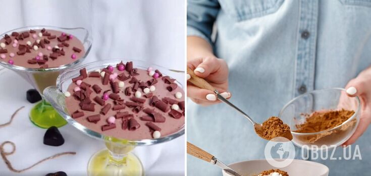 Low-calorie cocoa dessert: you only need 4 ingredients