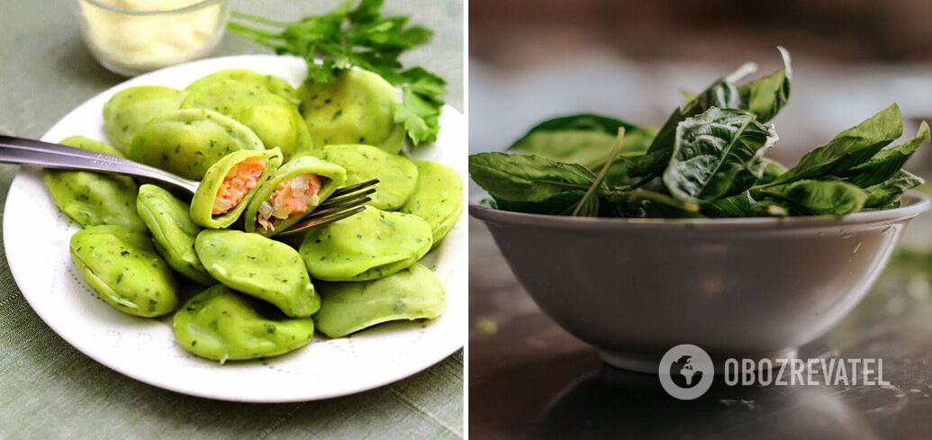 Spinach dumplings with a healthy filling: what to add to the dough besides flour