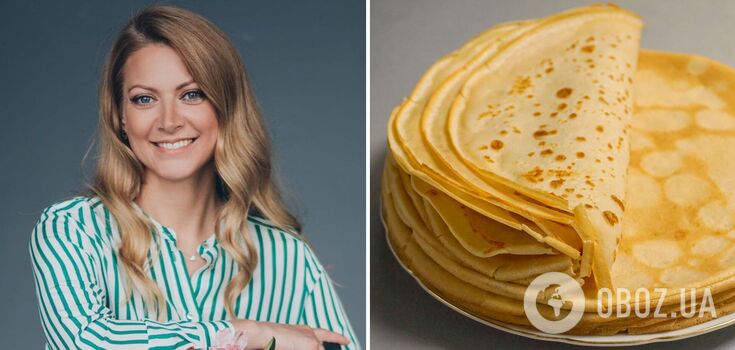 Tetiana Lytvynova tells how to make thin pancakes