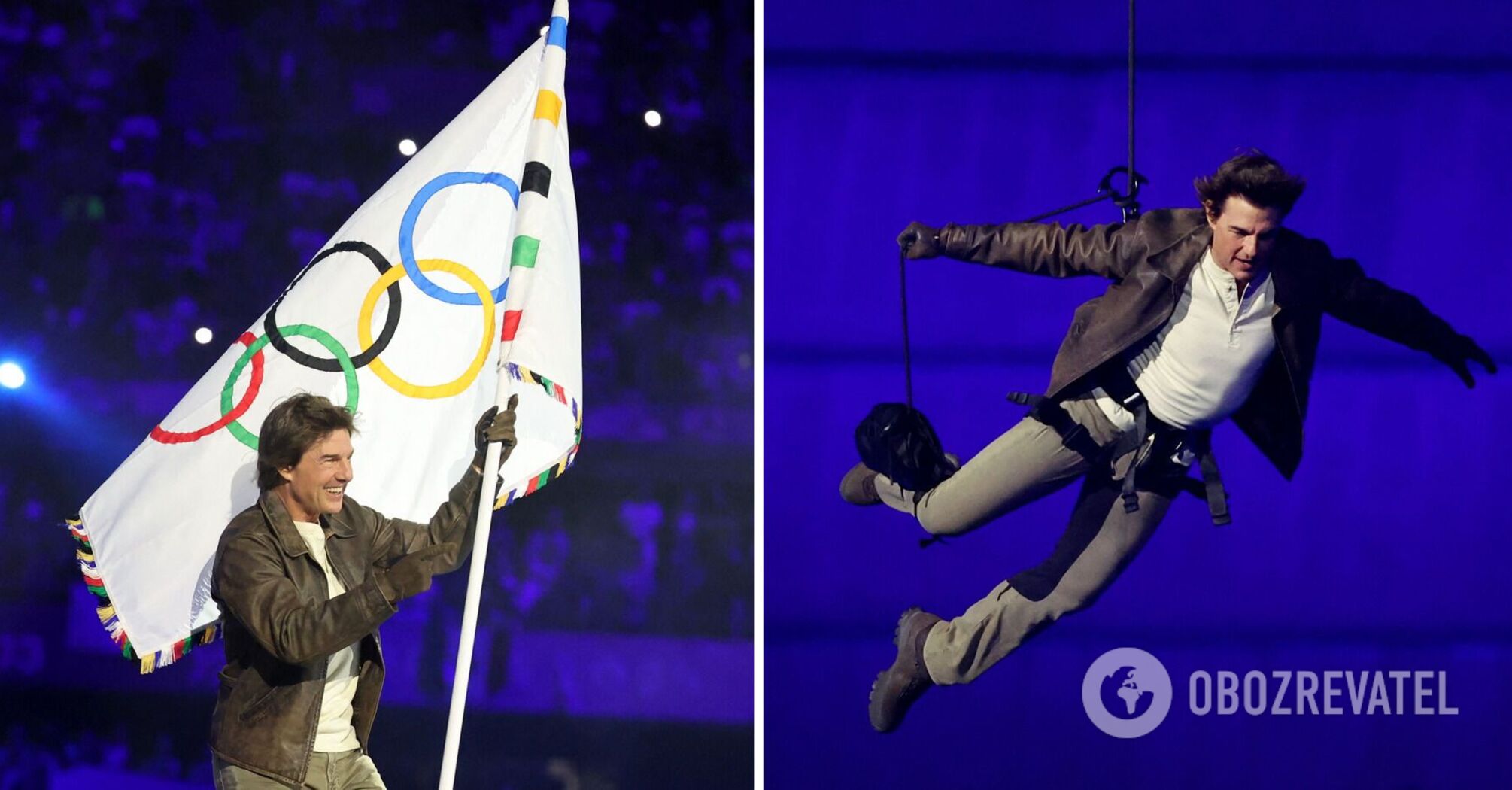 Tom Cruise jumped off the roof of the stadium at the closing ceremony of the Paris Olympics and took the flag to Los Angeles on his motorcycle. Photos and videos