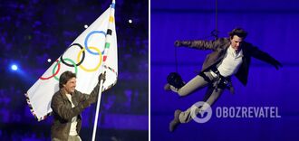Tom Cruise jumped off the roof of the stadium at the closing ceremony of the Paris Olympics and took the flag to Los Angeles on his motorcycle. Photos and videos
