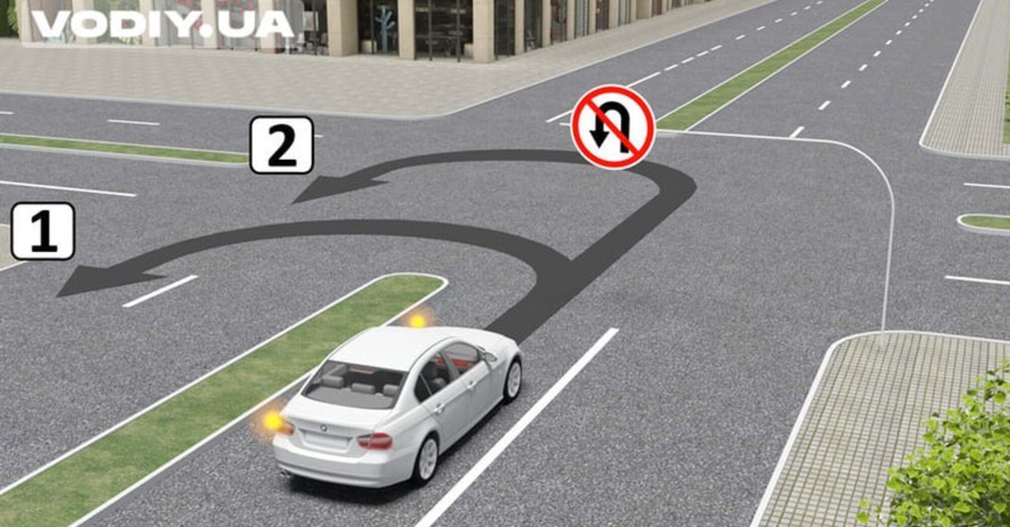 Can a driver make a U-turn at an intersection if there is a prohibition sign? A task on traffic rules with a nuance