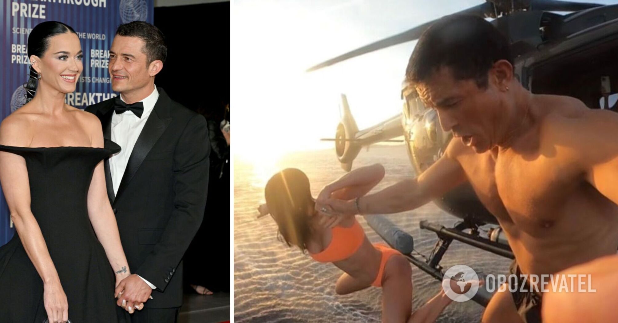 Like in the movie 'Mission Impossible': Orlando Bloom and Katy Perry made an extreme jump from a helicopter. Video