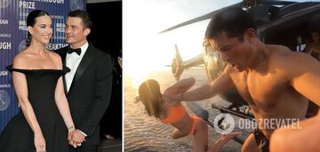 Like in the movie "Mission Impossible": Orlando Bloom and Katy Perry made an extreme jump from a helicopter. Video