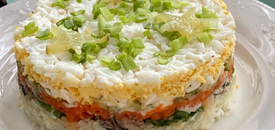 Delicious salad with fish