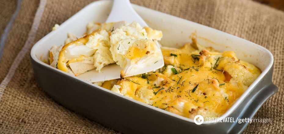 Crispy cauliflower in a cheese breading