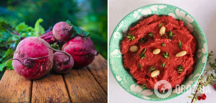 Beet hummus with horseradish