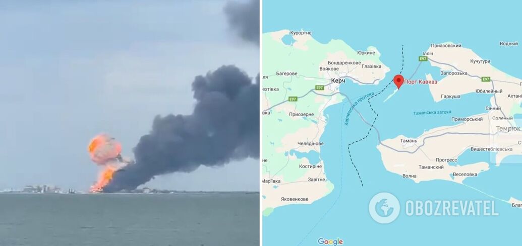 A ferry carrying fuel was hit: a large-scale fire in the "Kavkaz" port in the Kuban. Photos and videos